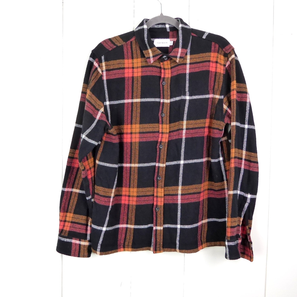Topman‎ Shacket Mens SZ M Flannel Plaid Heavyweight Outdoors Gorpcore Casual